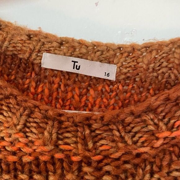 Cozy Orange Knit Sweater Size 16 Brand Tu - Picture 2 of 8
